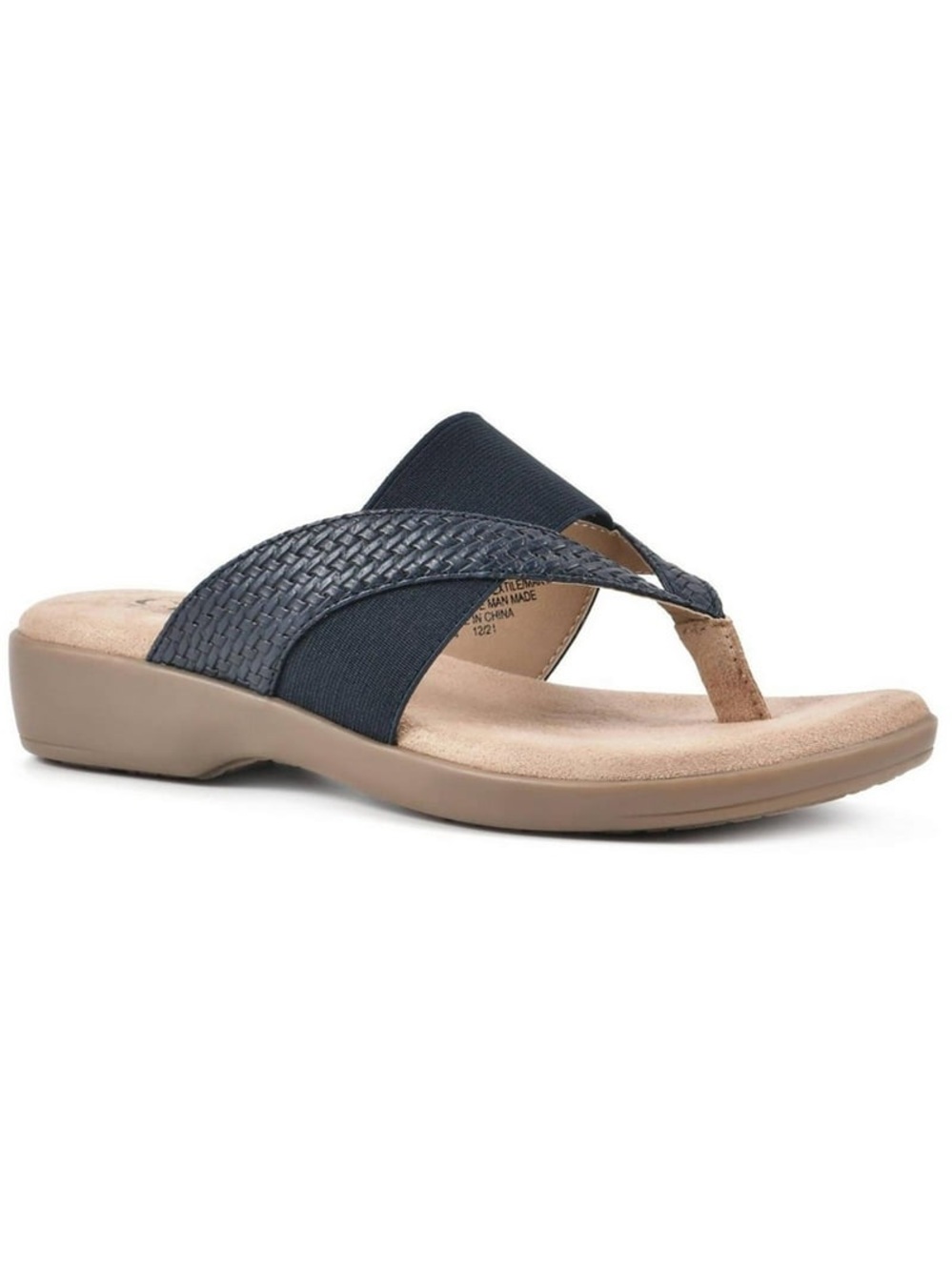 NEW Cliffs by White Mountain Navy Woven Stretch Thong Sandals Size 8